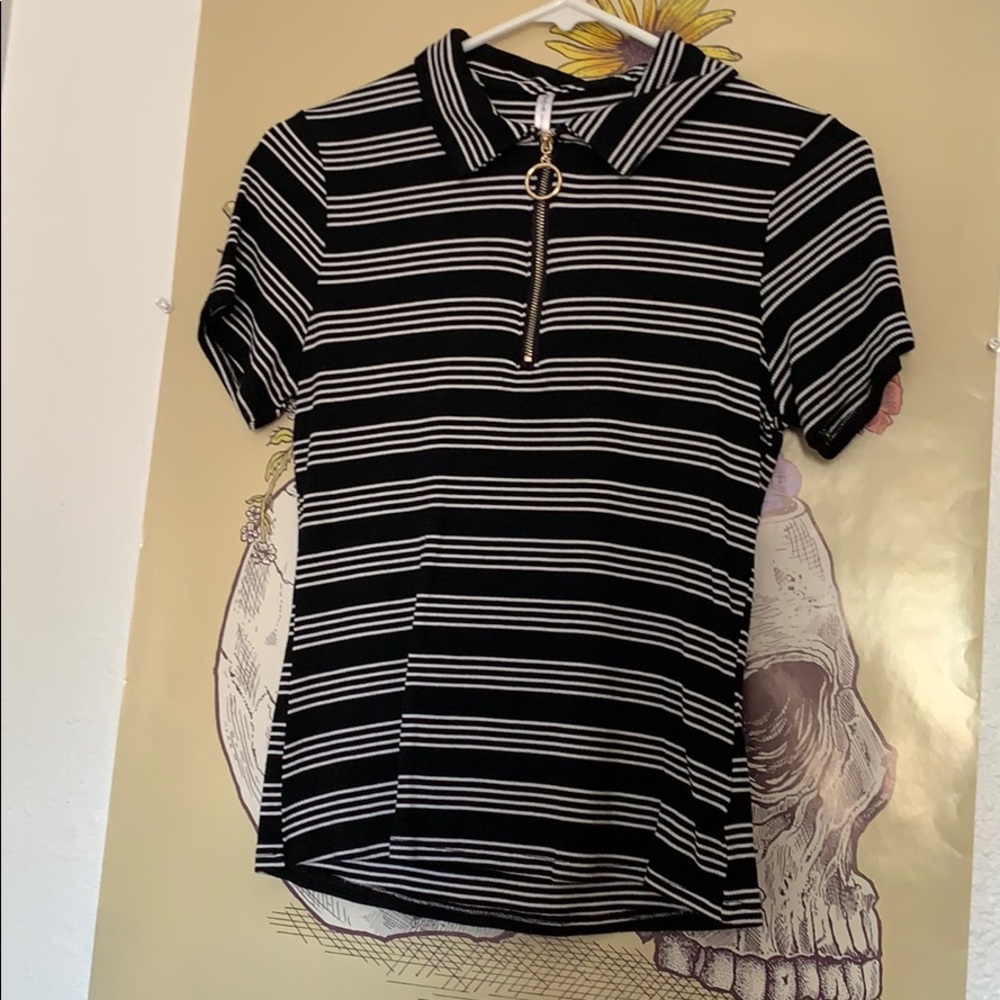 Zip up striped shirt